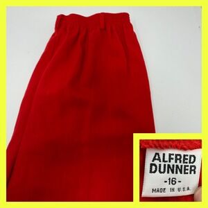 VTG Alfred Dunner Pants 16 Red Made in USA Elastic Waist Pull On Straight Leg 90